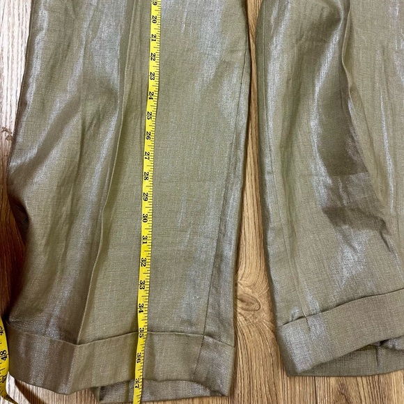 LAUREN RALPH LAUREN NWT Womens Larabeth Linen Metallic Wide Leg Pants Silver 12 - Picture 7 of 9